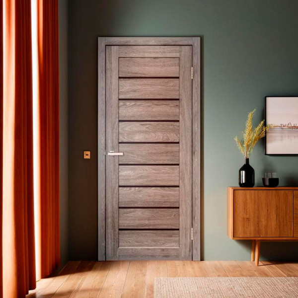 Міжкімнатні двері Doors Smart C018 скло чорне (дуб сієрра)