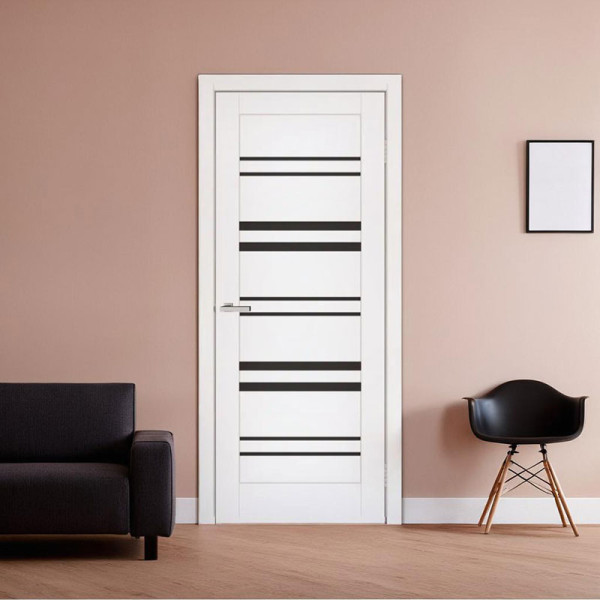 Міжкімнатні двері Doors Smart C017 скло сатин або чорне (емаліт білий)