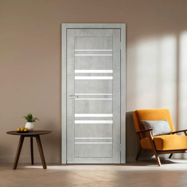 Міжкімнатні двері Doors Smart C017 скло сатин (бетон світлий)