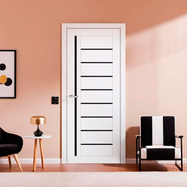 Міжкімнатні двері Doors Smart C067 скло сатин або чорне (емаліт білий)