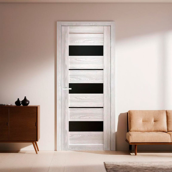 Міжкімнатні двері Doors Smart C028 скло чорне (ясен сизий)