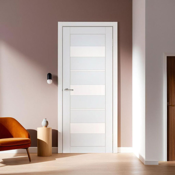 Міжкімнатні двері Doors Smart C028 скло сатин або чорне (емаліт білий)