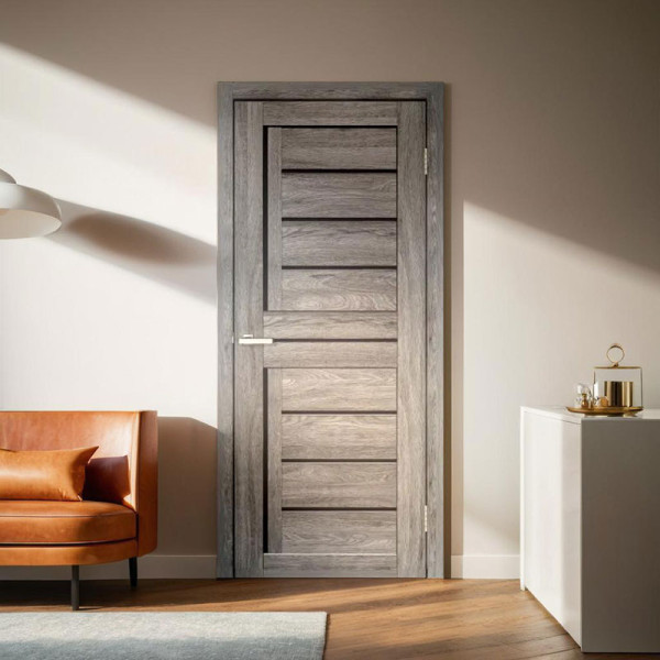 Міжкімнатні двері Doors Smart C051 скло чорне (дуб сієра)
