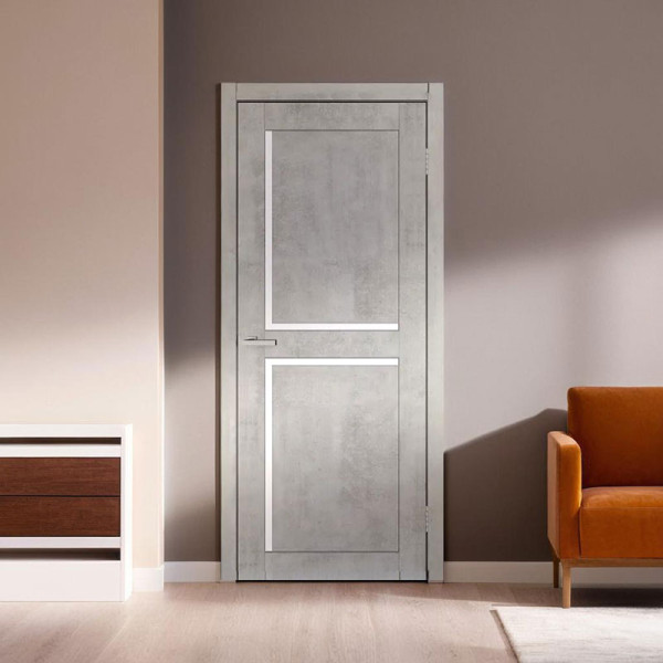 Міжкімнатні двері Doors Smart C101 скло матове або чорне (бетон світлий)